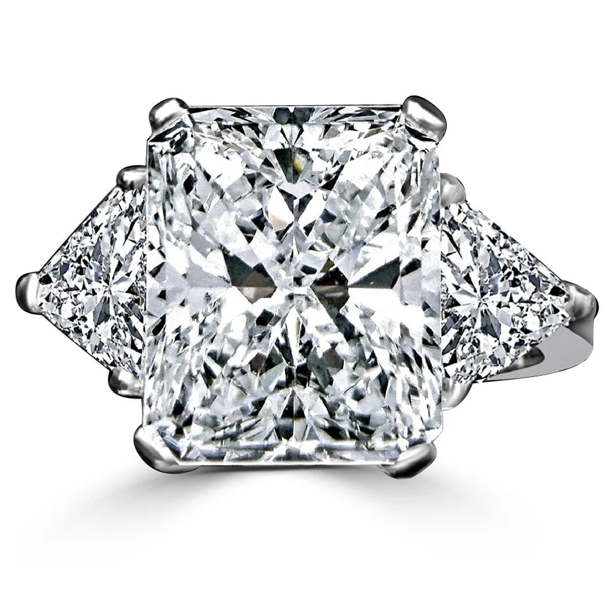 10CT Diamond Veneer Cubic Zirconia Three Stone 14K Gold Ring. 635R71337K-10CT