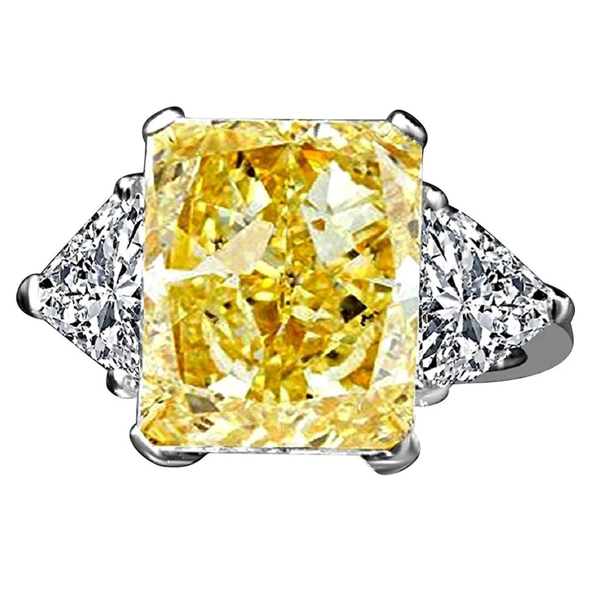 10CT Diamond Veneer Cubic Zirconia Three Stone 14K Gold Ring. 635R71337K-10CT
