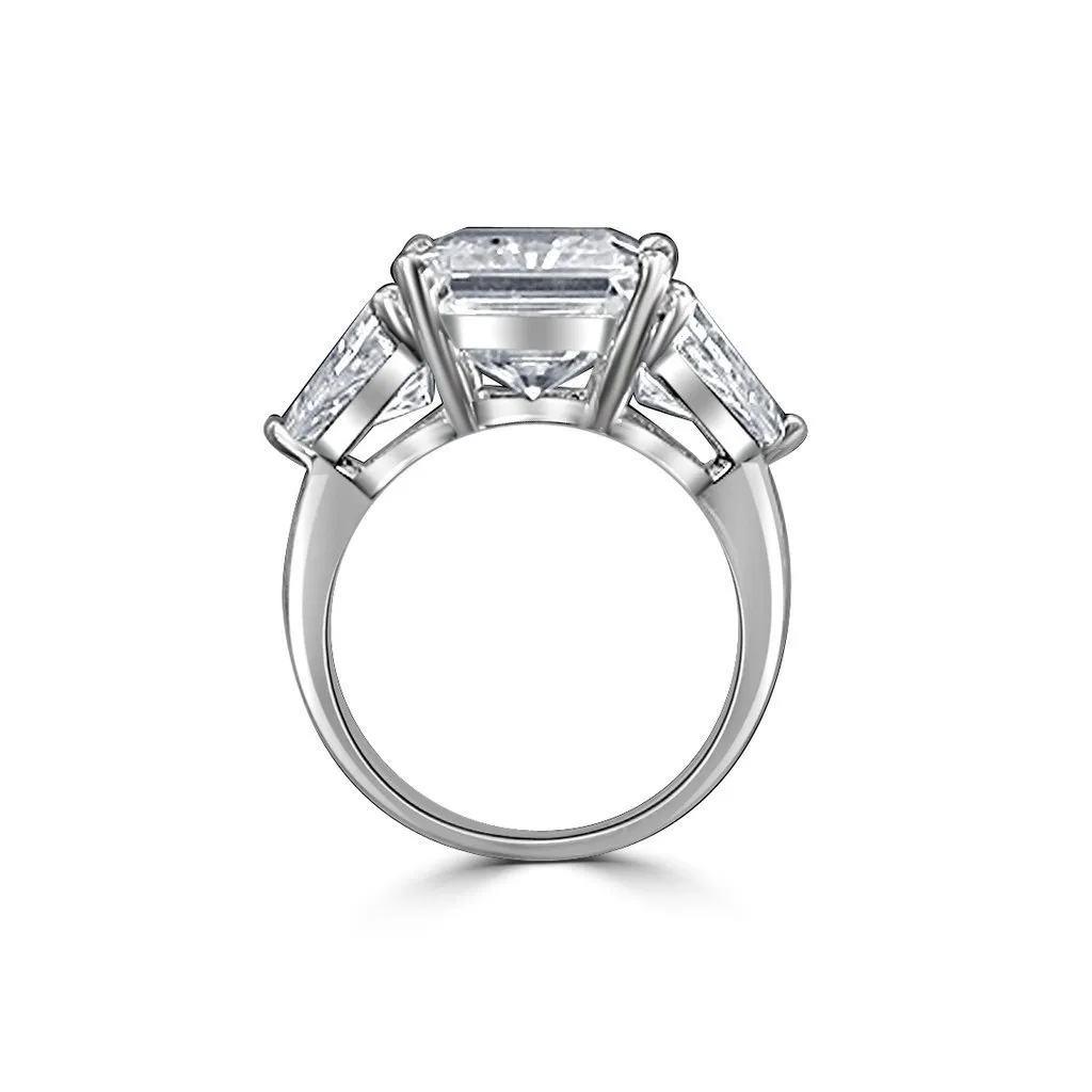 10CT Diamond Veneer Cubic Zirconia Three Stone 14K Gold Ring. 635R71337K-10CT