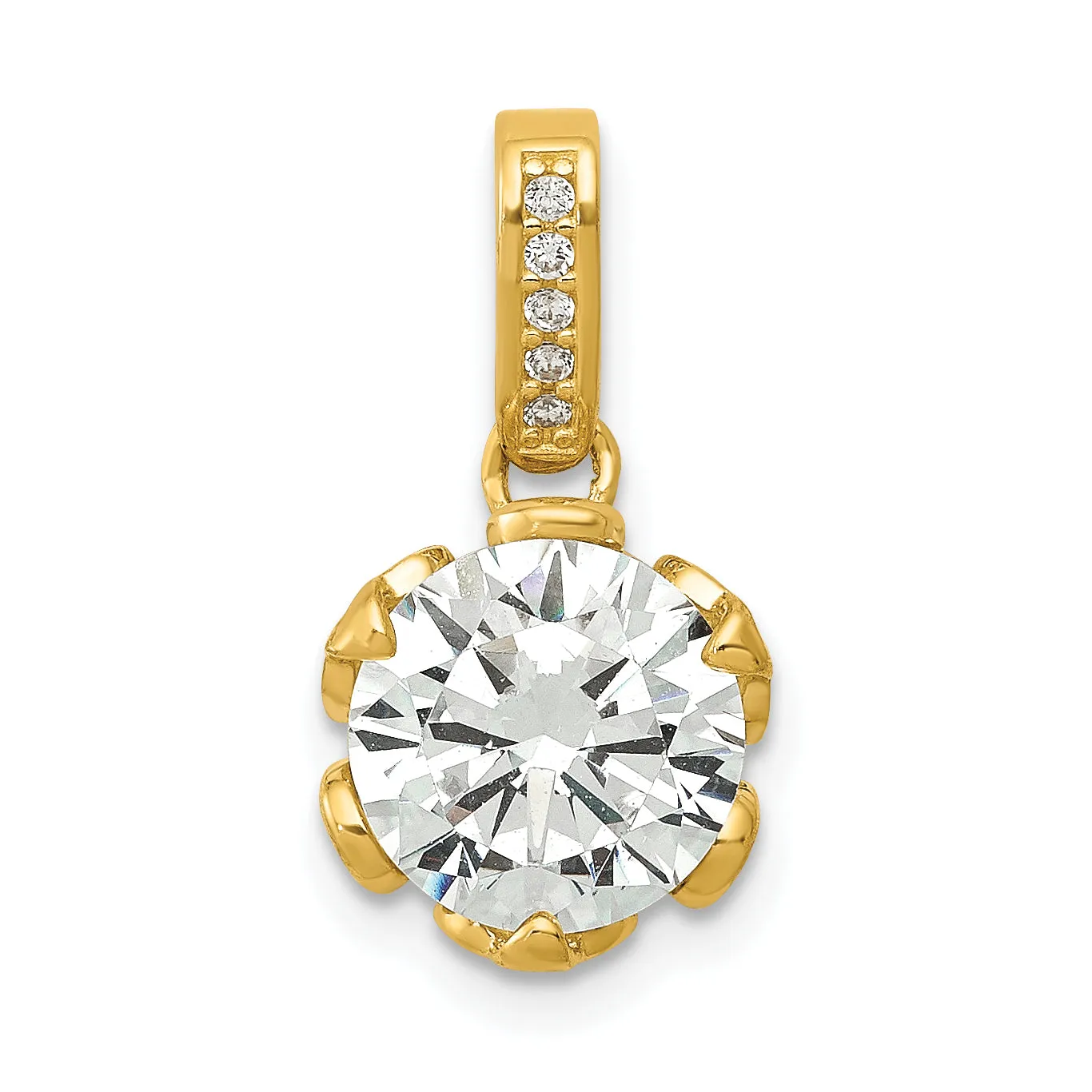 10K Gold Tiara Collection CZ Pendant with Polished Finish Elegant Design