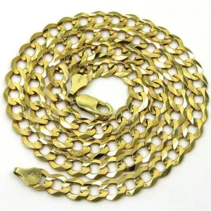 10K Solid Yellow Gold 7mm Curb Cuban Chain Link Pendant Necklace