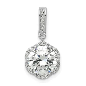 10K White Gold CZ Pendant with Polished Rhodium Finish Elegant Design