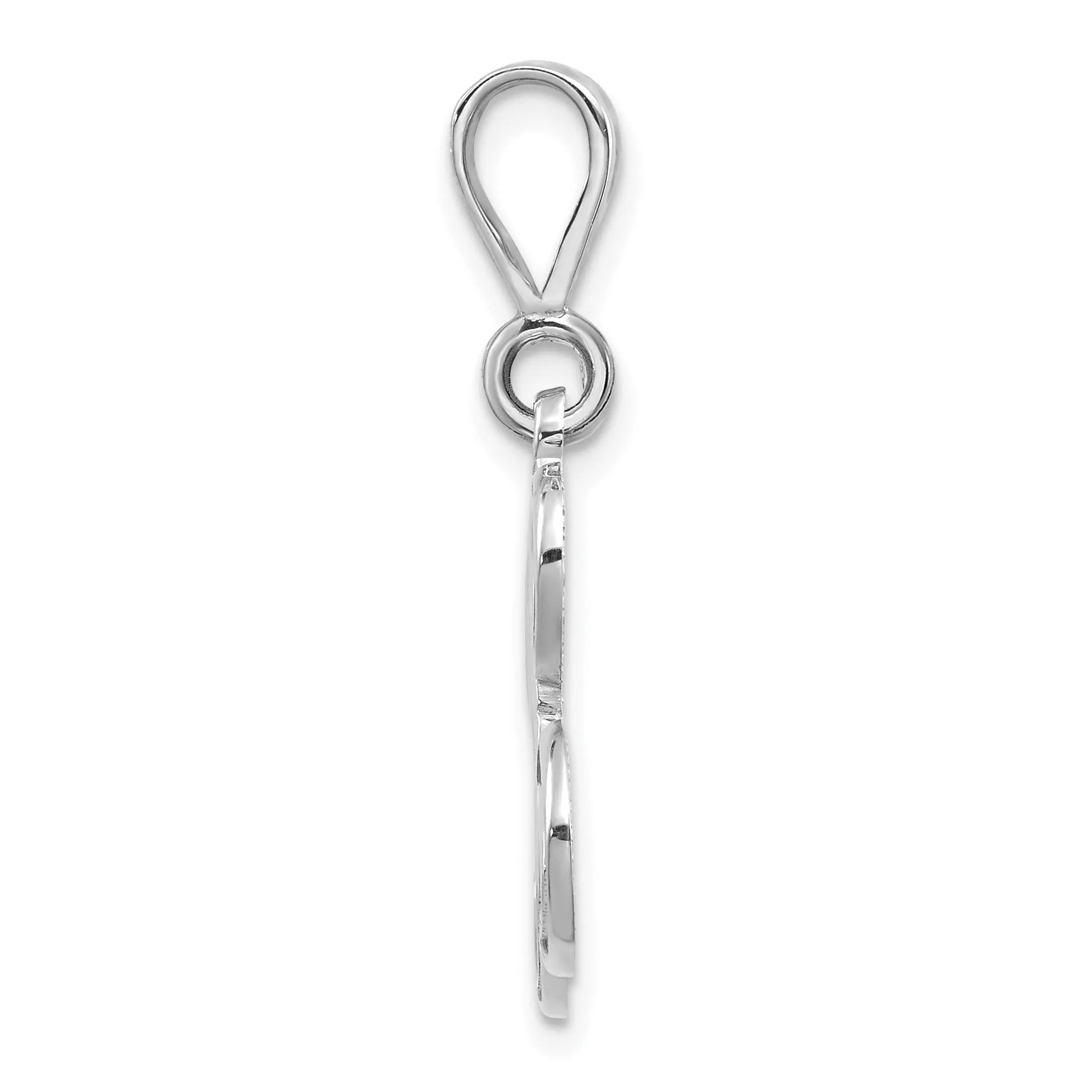 10K White Gold Filigree Initial L Pendant with Rhodium Finish Elegant Design