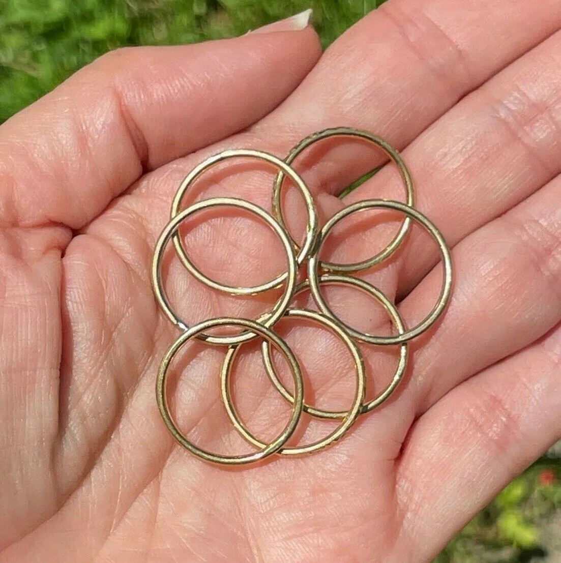 10k Yellow & White Gold *7* Band Diamond Cut Stacking Ring Set. 6g and 1/2" Wide