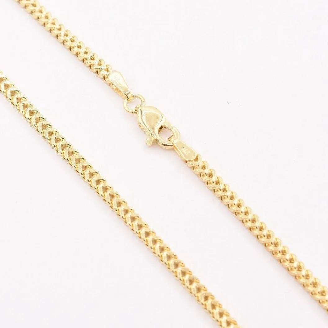 10K Yellow Gold 2MM Wheat Franco Box Chain Pendant Necklace