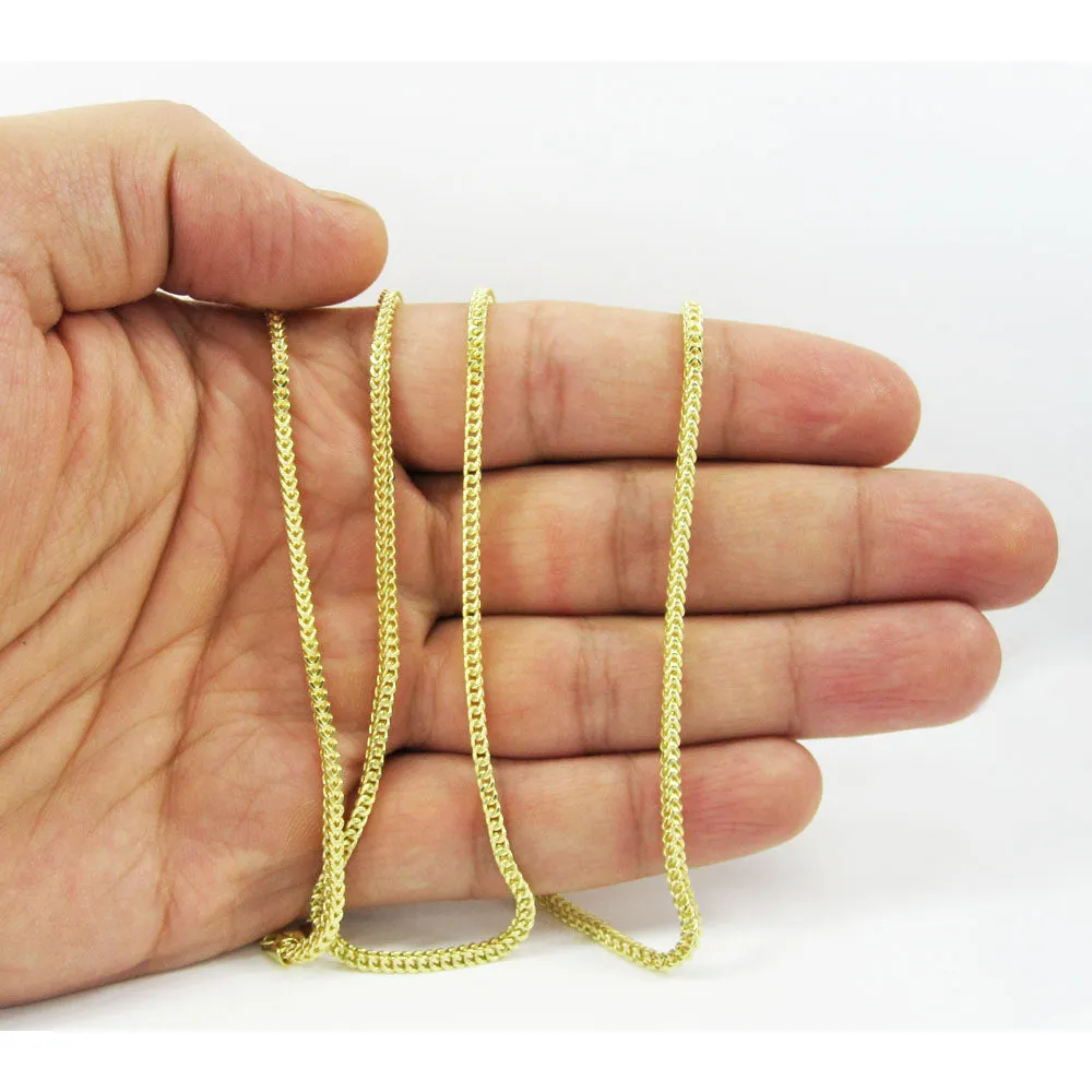 10K Yellow Gold 2MM Wheat Franco Box Chain Pendant Necklace