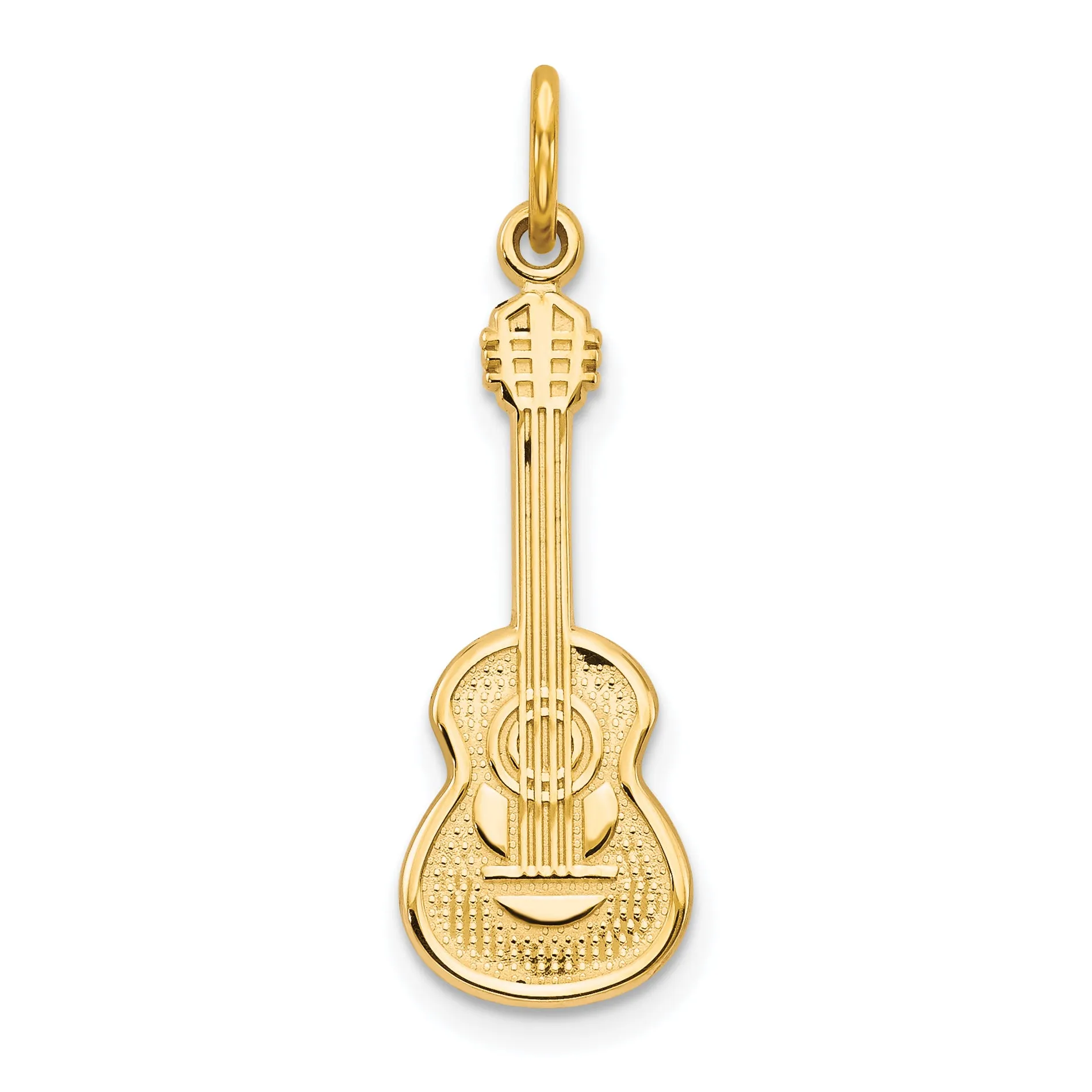 10K Yellow Gold Guitar Charm  Polished Solid Pendant for Music Lovers