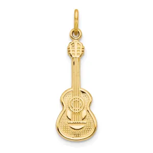 10K Yellow Gold Guitar Charm  Polished Solid Pendant for Music Lovers