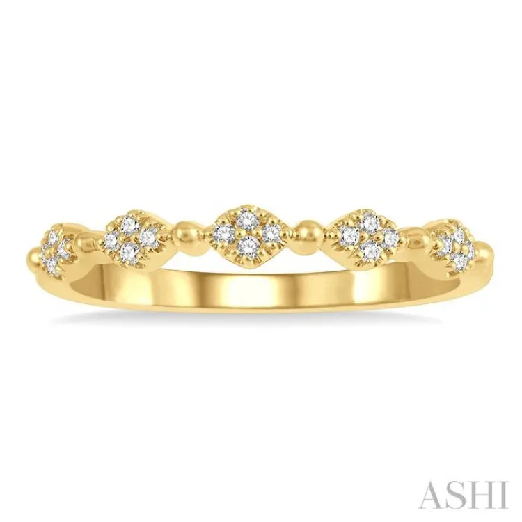 1/10 ctw Marquise Mount and Ball Link Round Cut Diamond Stack Band in 14K Yellow Gold