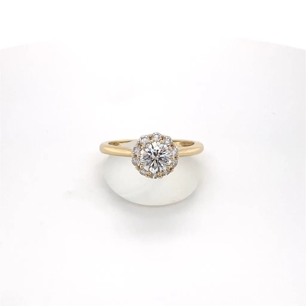 1.11ctw Halo Engagement Ring 14kt Yellow Gold