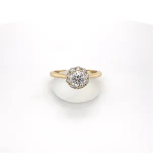1.11ctw Halo Engagement Ring 14kt Yellow Gold