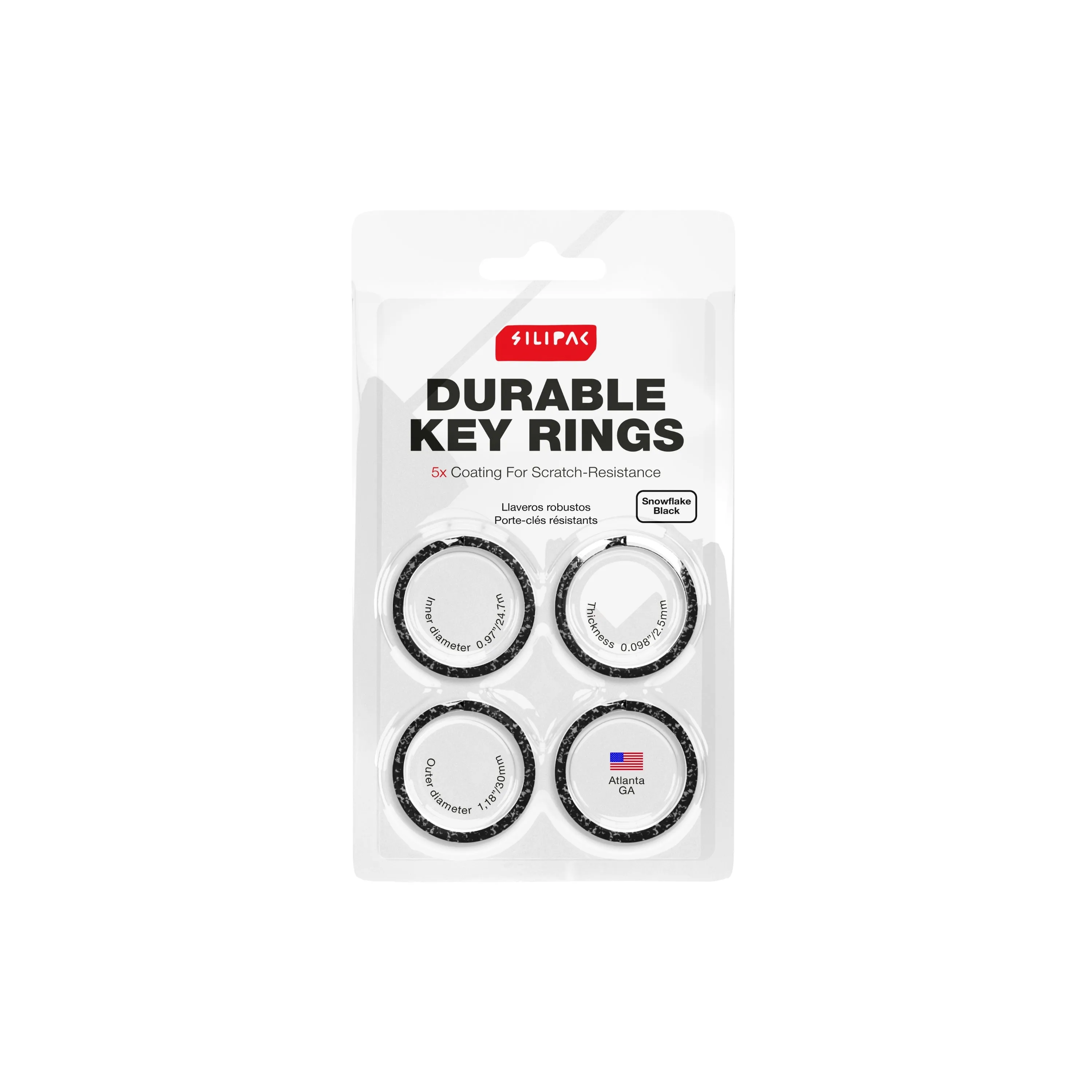 1.18" Premium Key Rings 5x Coatings (Snowflake Black)