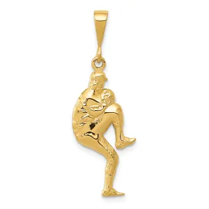 14K Gold 3D Baseball Pitcher Charm for Men with Polished Finish