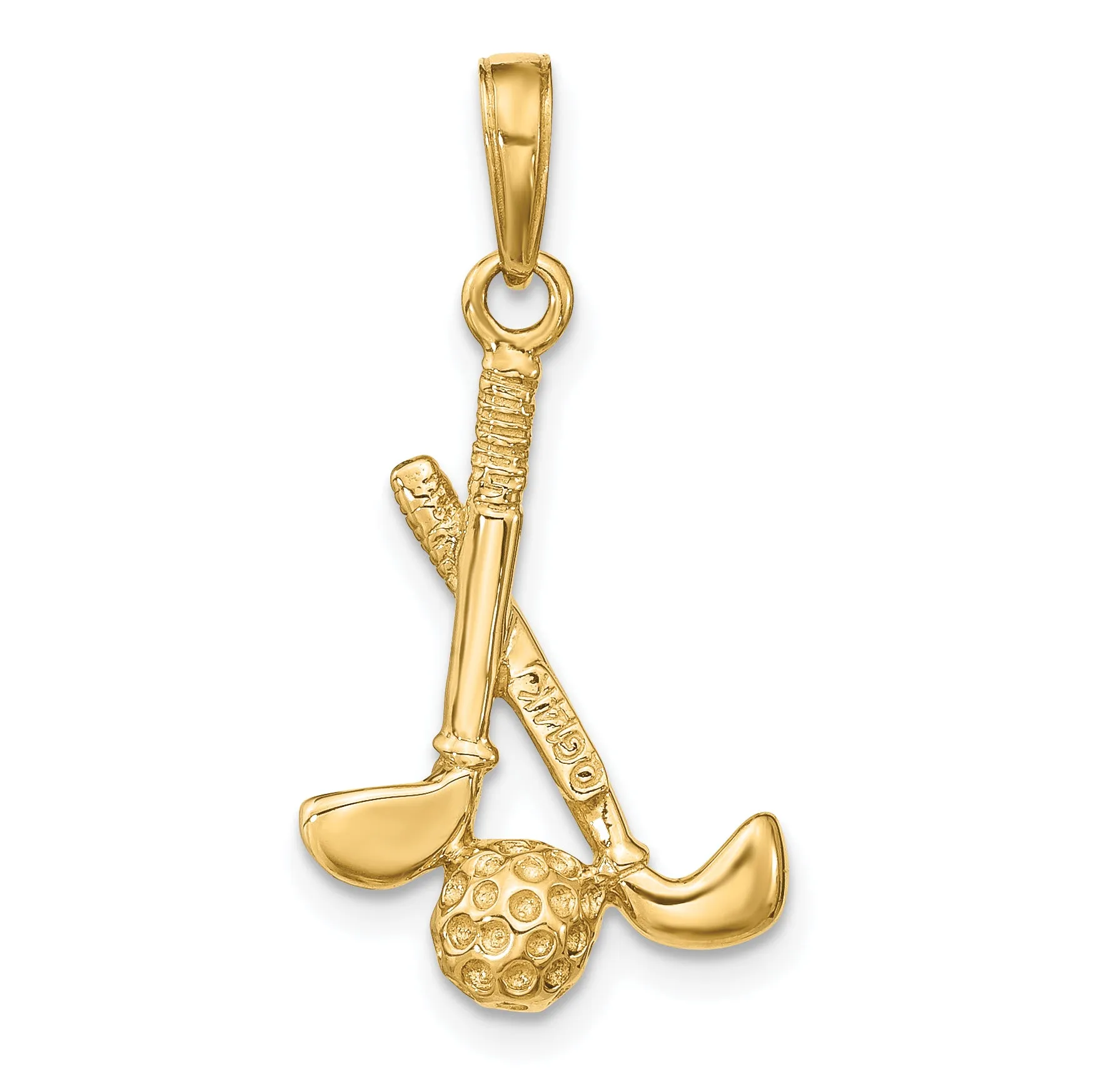 14K Gold 3D Golf Clubs and Ball Pendant  Textured, Solid, Luxury Men's Accessory