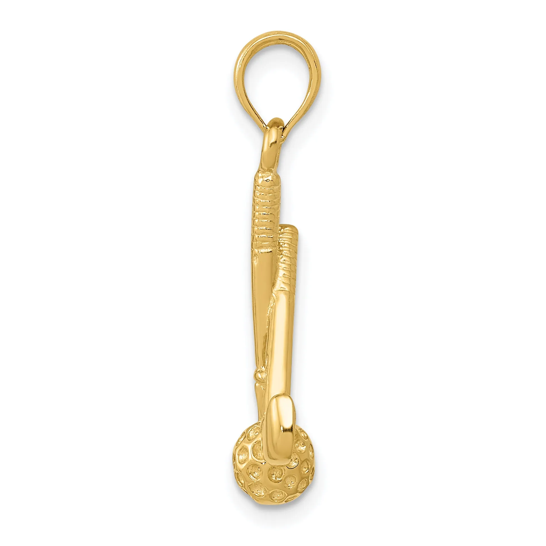 14K Gold 3D Golf Clubs and Ball Pendant  Textured, Solid, Luxury Men's Accessory