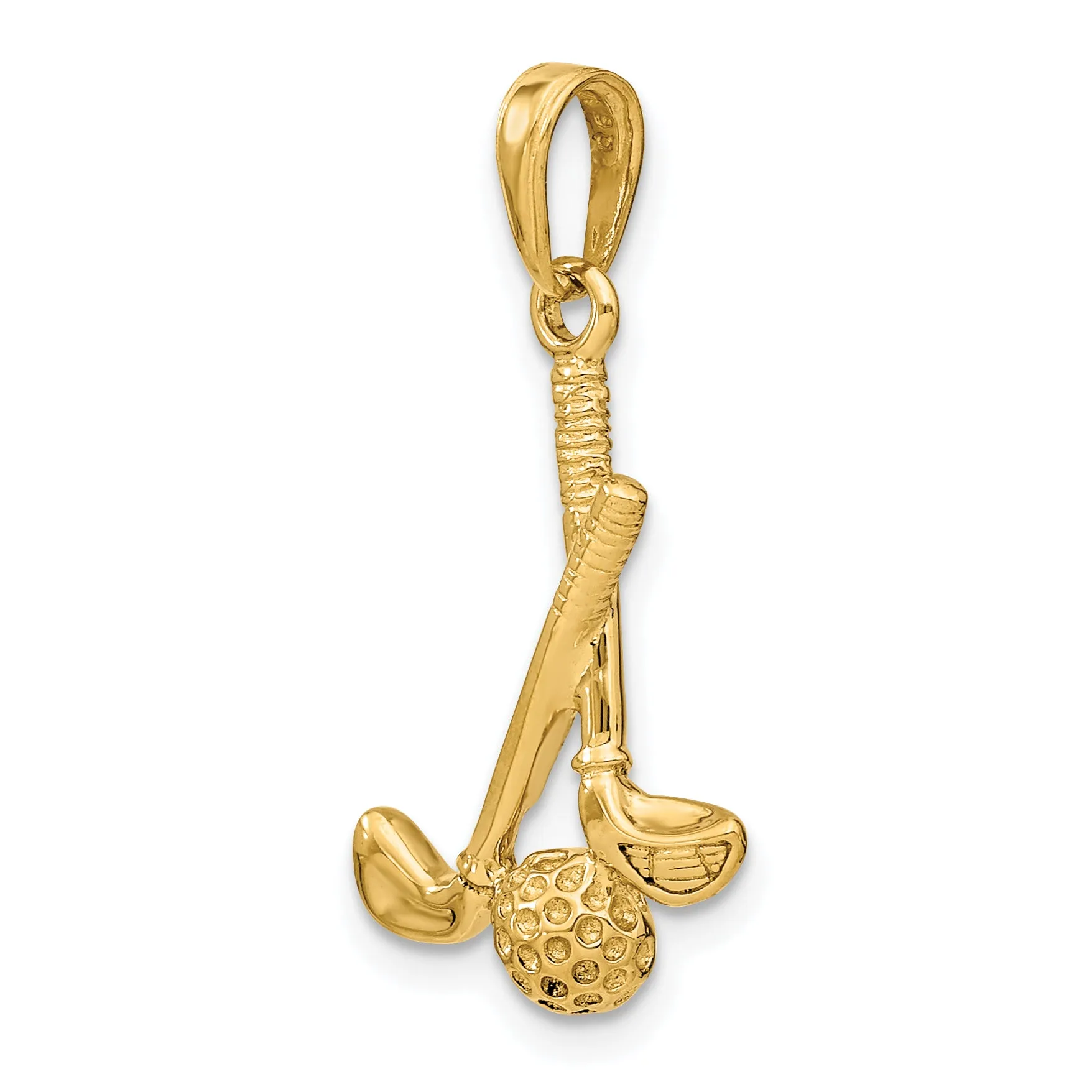 14K Gold 3D Golf Clubs and Ball Pendant  Textured, Solid, Luxury Men's Accessory
