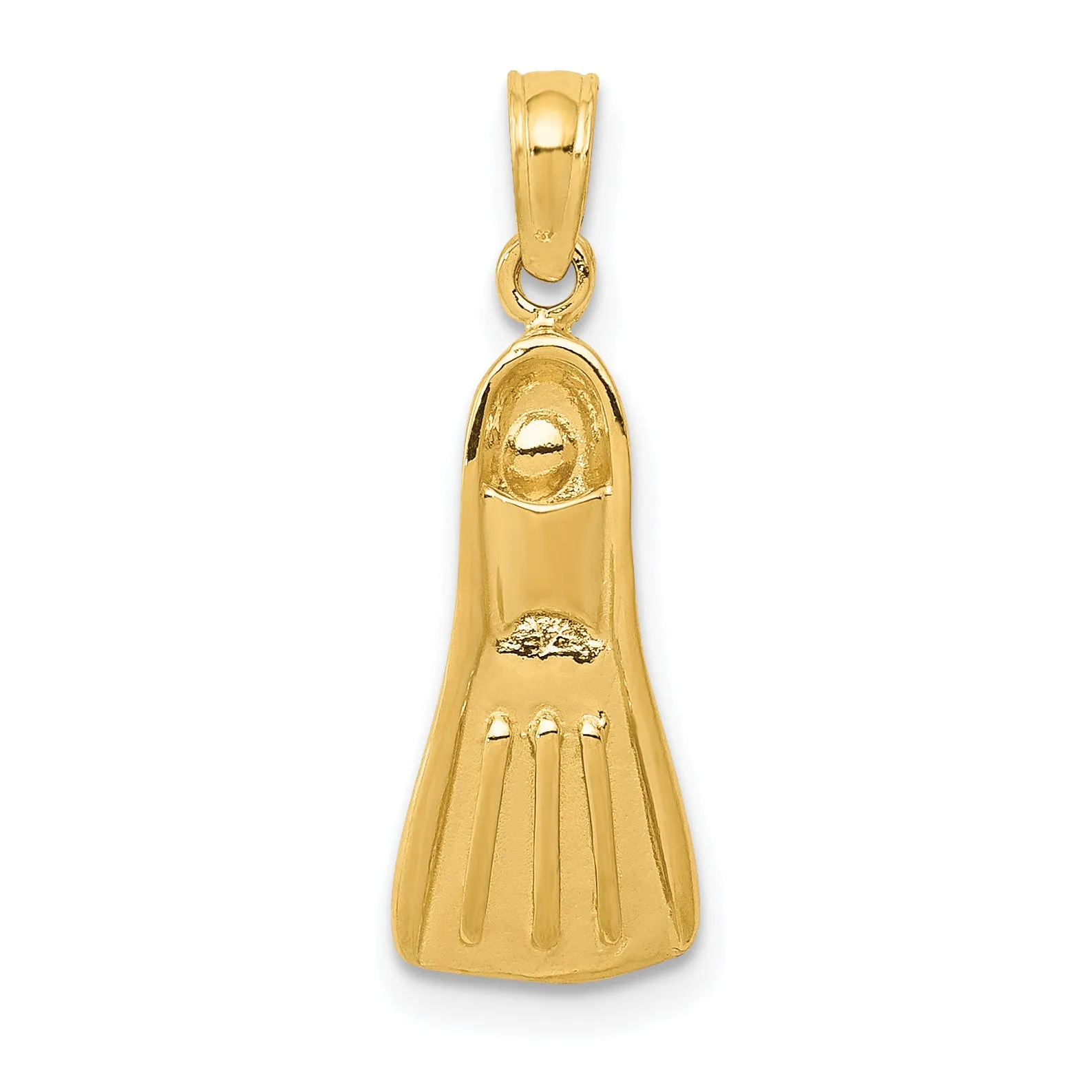 14K Gold 3D Scuba Flipper Pendant for Men  Solid, Casted, Themed Charm