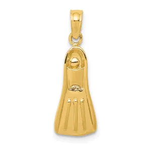 14K Gold 3D Scuba Flipper Pendant for Men  Solid, Casted, Themed Charm