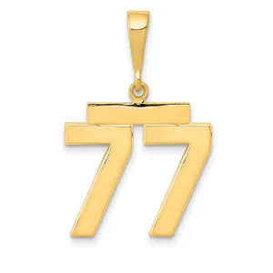 14K Gold #77 Charm with Polished Finish Elegant Medium Size