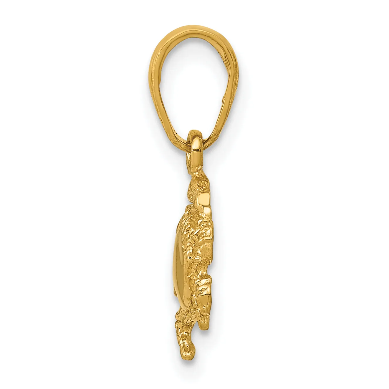 14K Gold Crab Pendant with Polished Finish and Solid Design