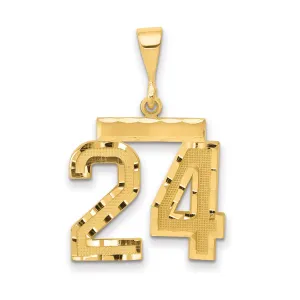 14K Gold Diamond-Cut Number 24 Charm Medium Polished Finish