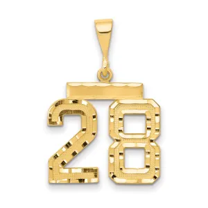14K Gold Diamond-Cut Number 28 Charm with Polished Finish