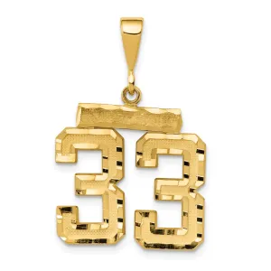 14K Gold Diamond-Cut Number 33 Charm with Polished Finish