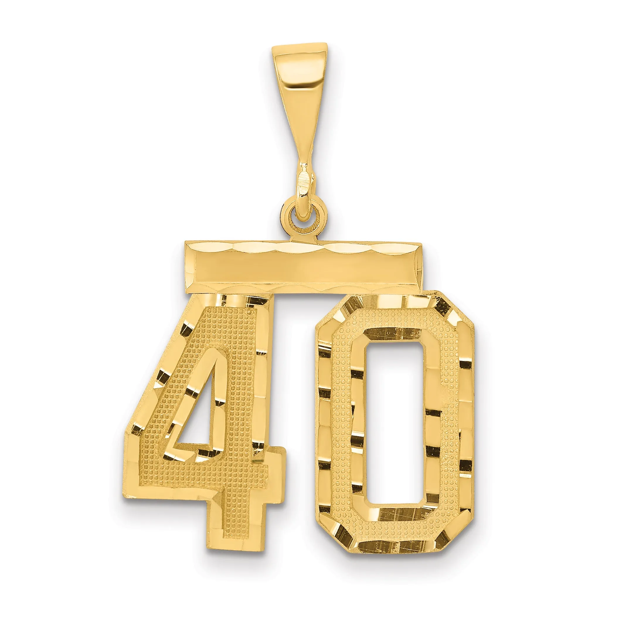 14K Gold Diamond-Cut Number 40 Charm with Polished Finish Medium Size