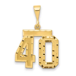 14K Gold Diamond-Cut Number 40 Charm with Polished Finish Medium Size