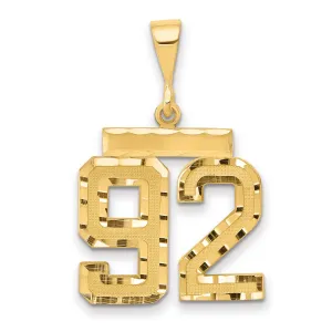 14K Gold Diamond-Cut Number 92 Charm  Polished Medium