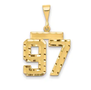 14K Gold Diamond-Cut Number 97 Charm in Polished Finish