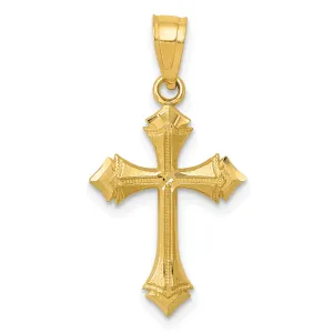 14K Gold Diamond-Cut Passion Cross Charm  Elegant, Solid Design