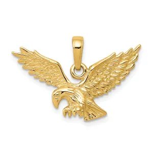 14K Gold Eagle Pendant with Polished Finish for Men