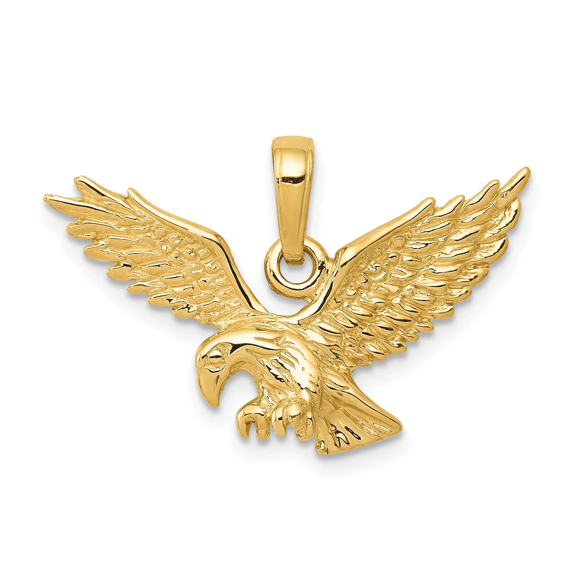 14K Gold Eagle Pendant with Polished Finish for Men