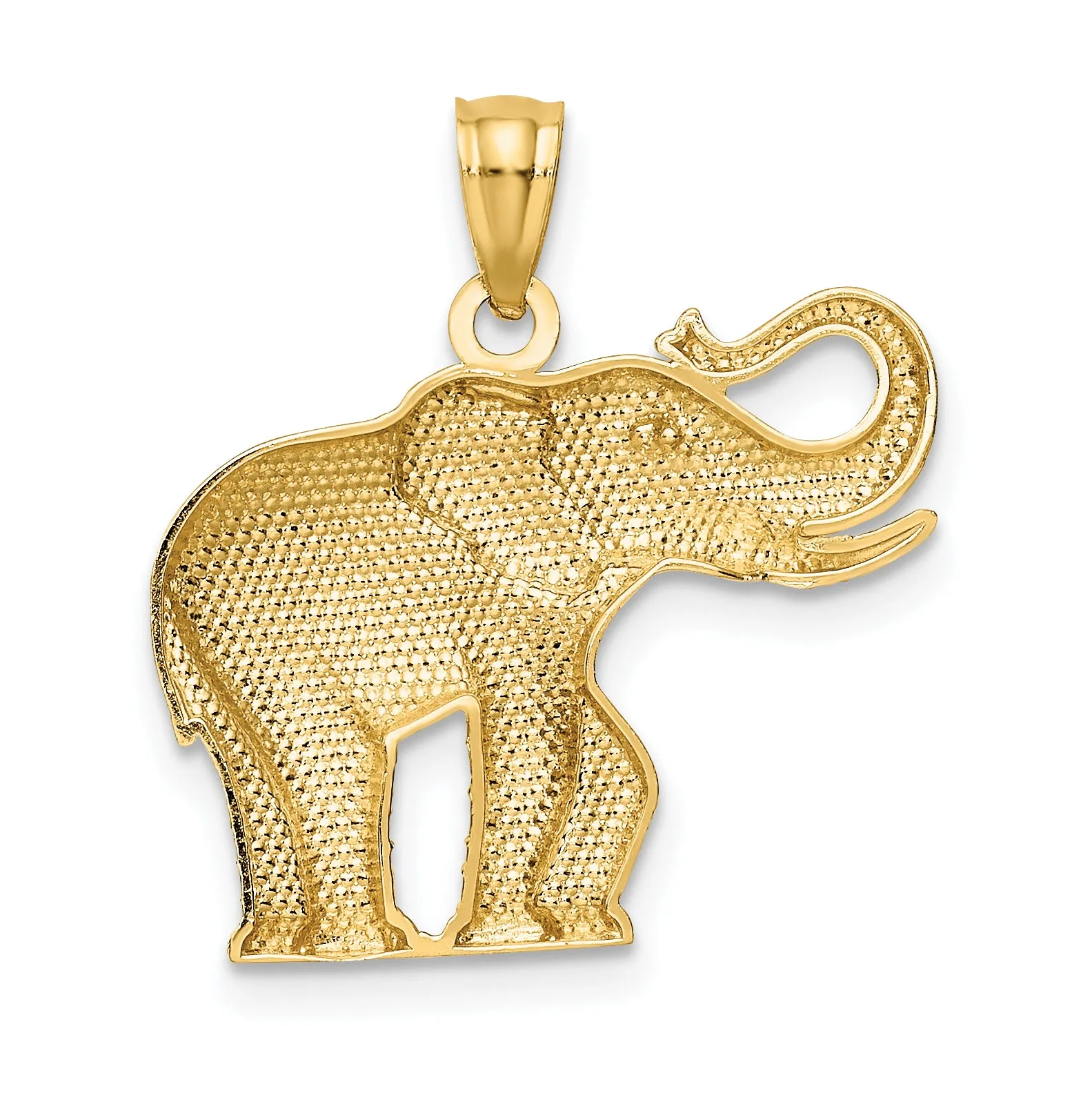 **14K Gold Elephant Pendant with Polished & Satin Finish Men's Stylish Charm**
