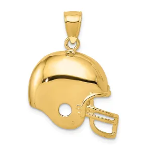 14K Gold Football Helmet Pendant for Men with Polished Finish