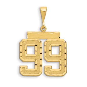 14K Gold Large Diamond-Cut Number 99 Charm with Brushed Finish