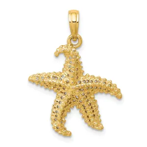 14K Gold Men's Starfish Pendant with Polished Open Back Design