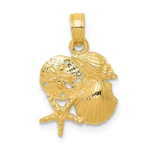 14K Gold Mini Shell Cluster Pendant with Polished Finish