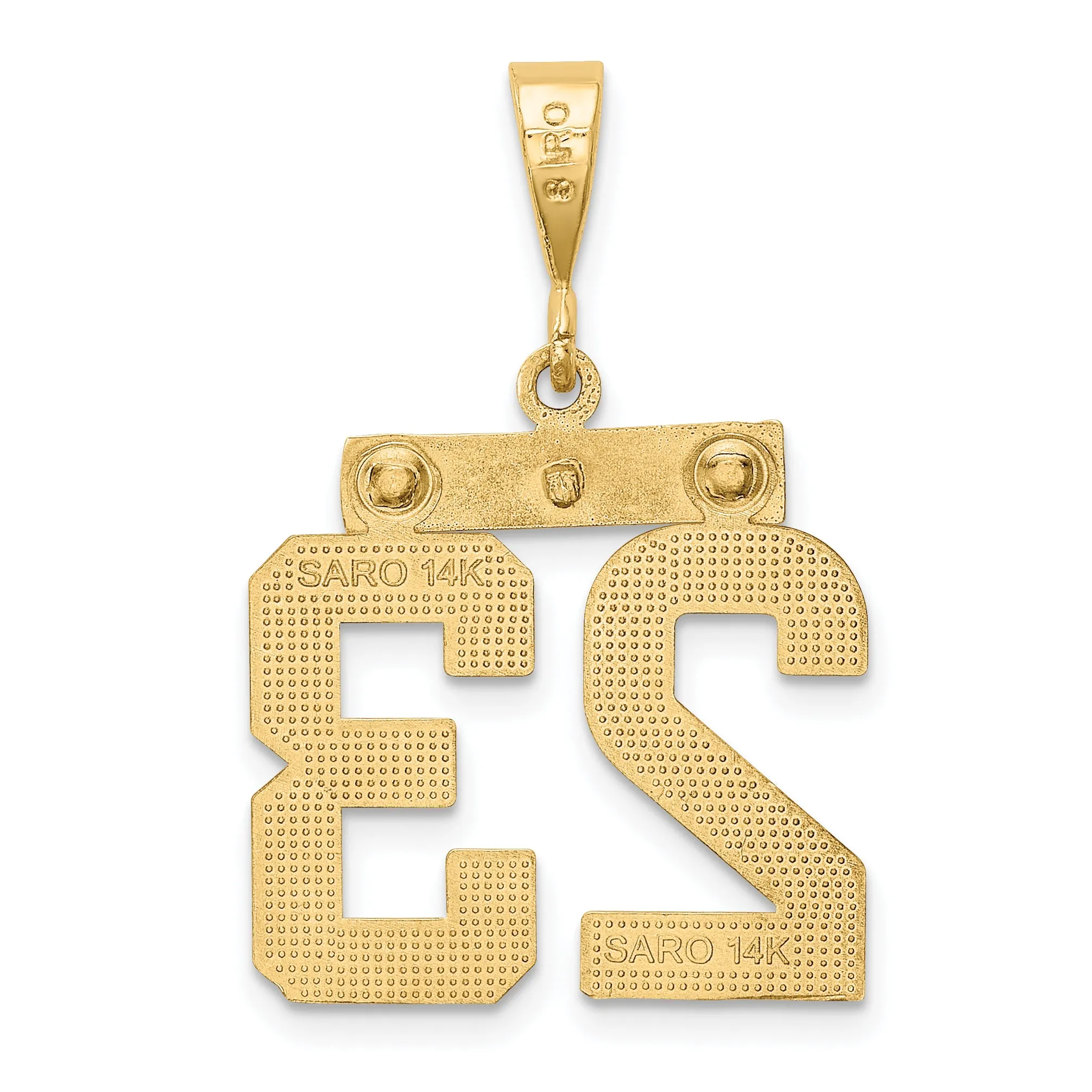 14K Gold Number 23 Charm with Polished Finish Medium
