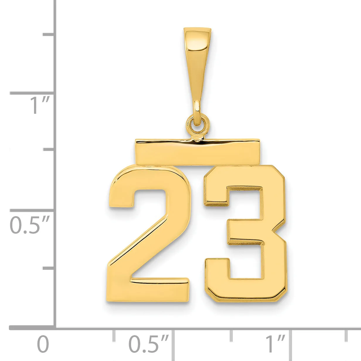14K Gold Number 23 Charm with Polished Finish Medium