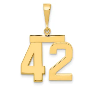 14K Gold Number 42 Charm with Polished Finish  Medium Themed Style