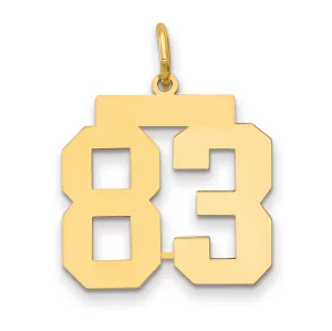 14K Gold Number 83 Charm with Polished Finish