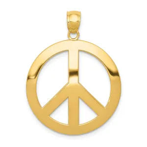 14K Gold Peace Sign Pendant for Men Polished, Solid, Casted Design