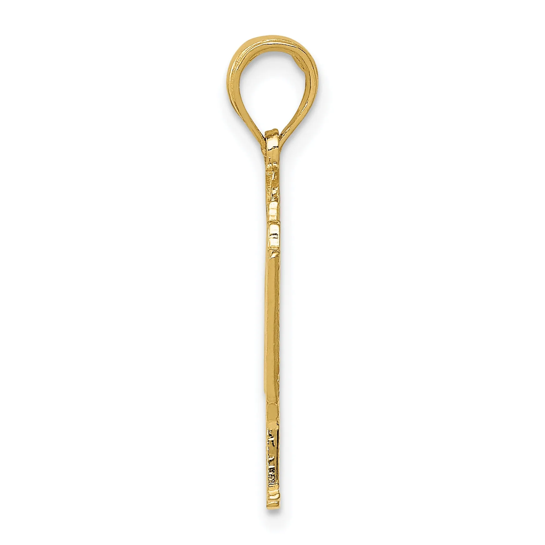 14K Gold Piano Pendant with Polished Finish and Textured Design