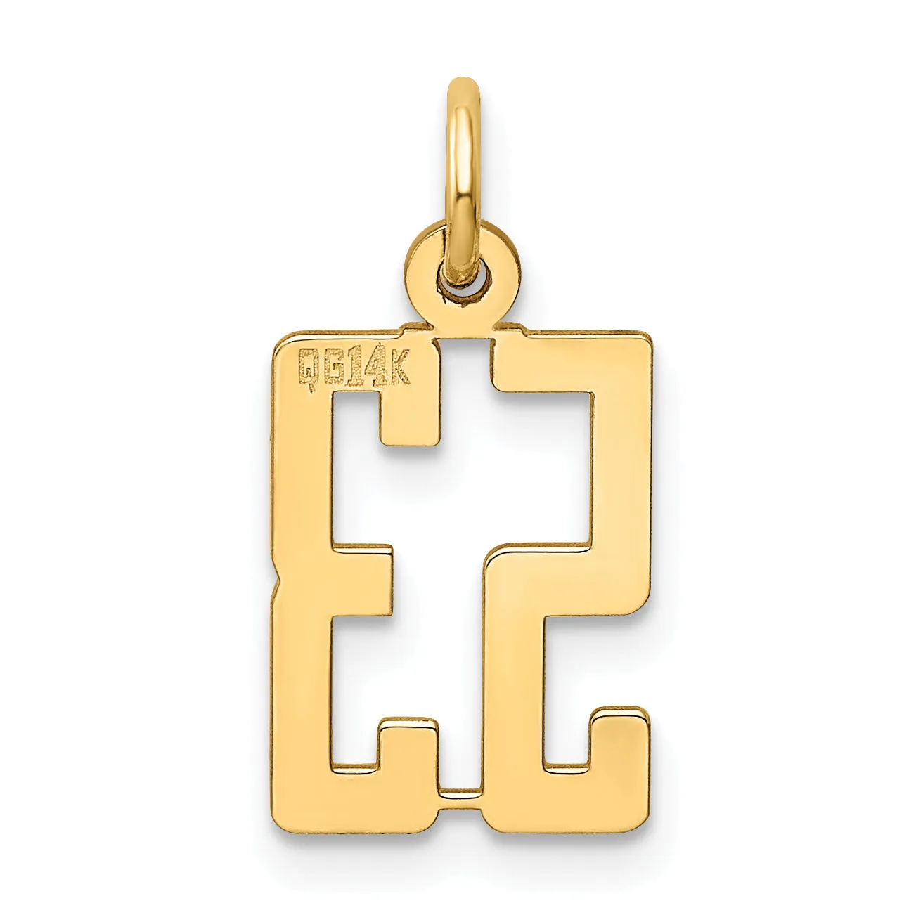 14K Gold Polished Elongated 53 Charm with Laser Cut Detailing