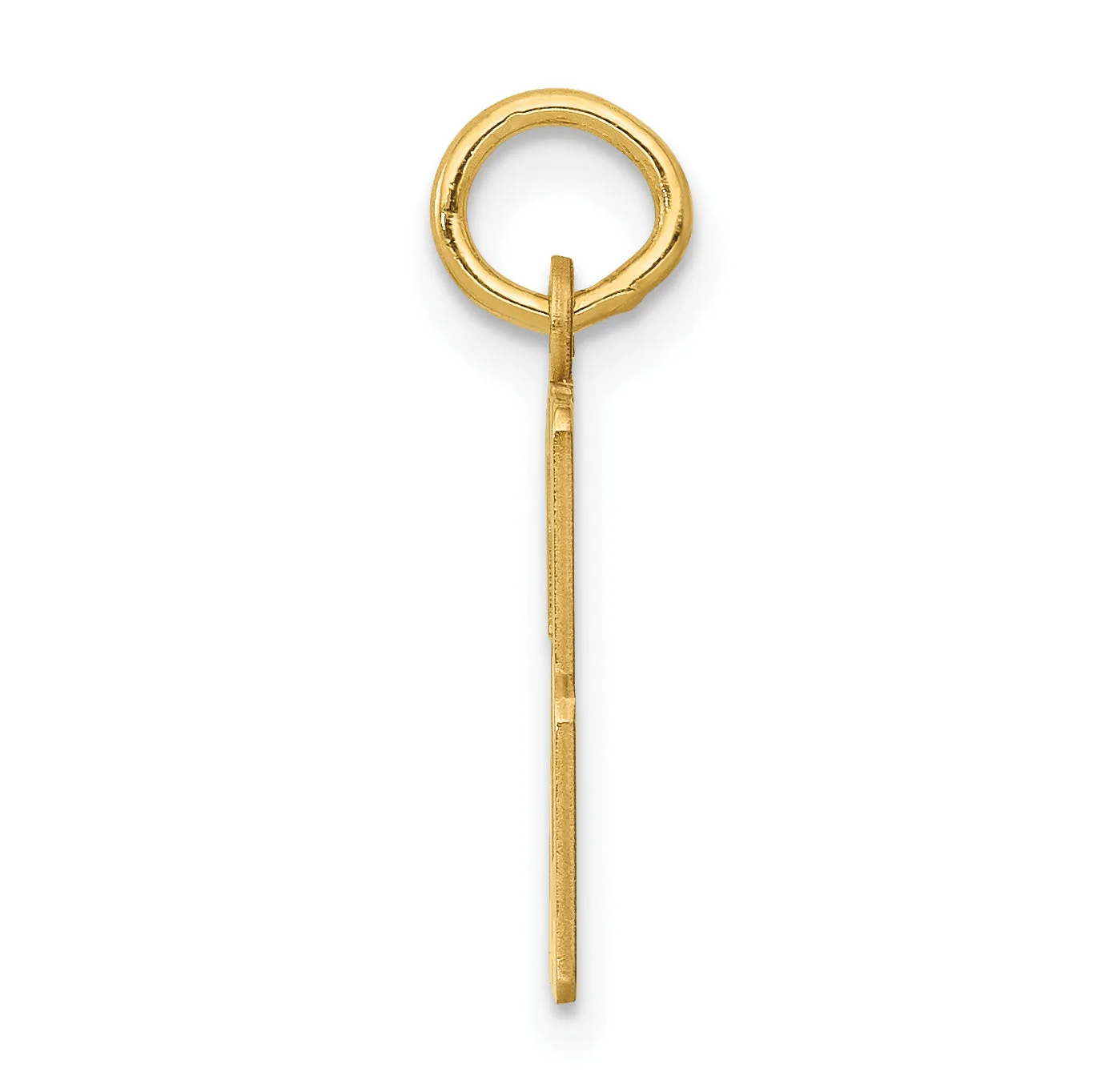 14K Gold Polished Elongated 53 Charm with Laser Cut Detailing