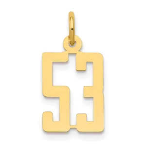 14K Gold Polished Elongated 53 Charm with Laser Cut Detailing