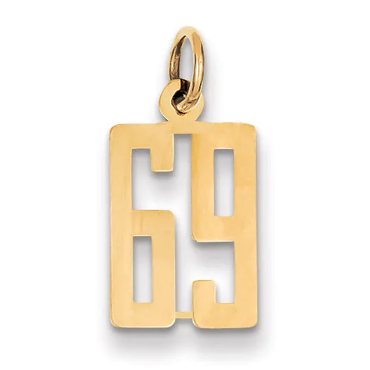 14K Gold Polished Elongated 69 Charm Elegant Themed Pendant