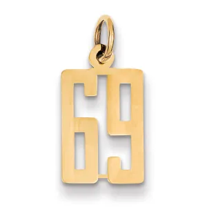 14K Gold Polished Elongated 69 Charm Elegant Themed Pendant